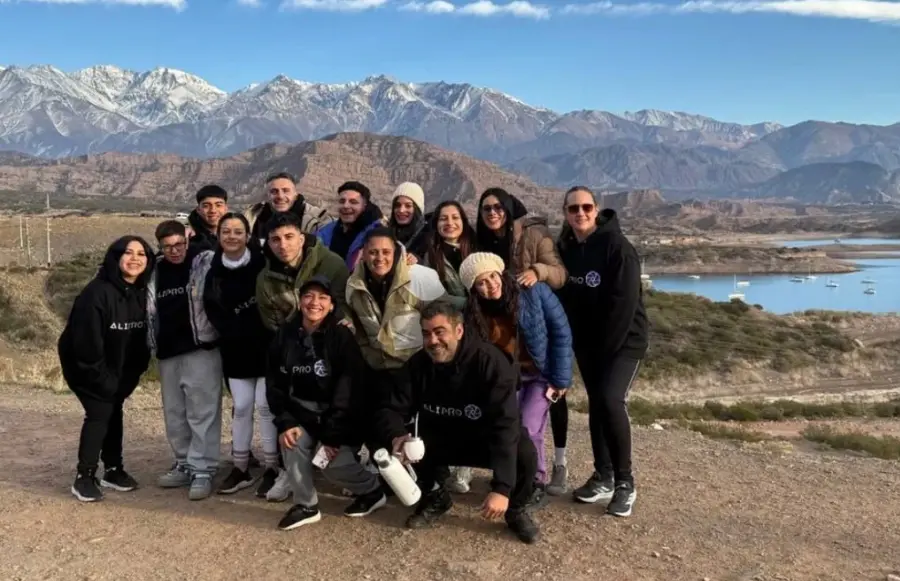 Pachi Silva en la nieve, en un viaje de la comunidad AliPro a Mendoza